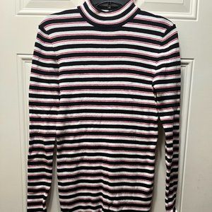 Forever21 Mock Neck Stripe Sweater Dress Size L